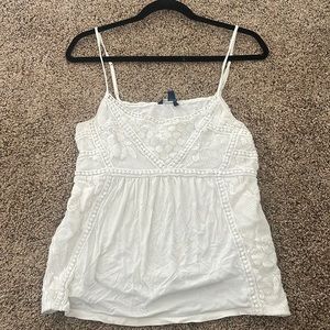 White Textured American Eagle Tank Top w/ Adjustable Straps